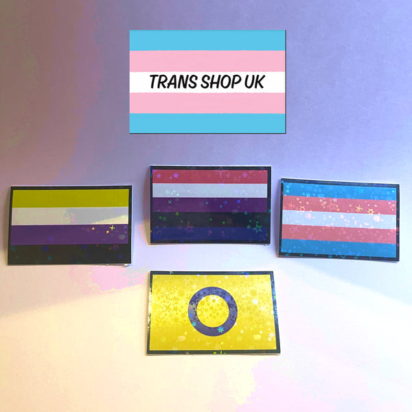 Mini Holographic Transgender Flag Stickers